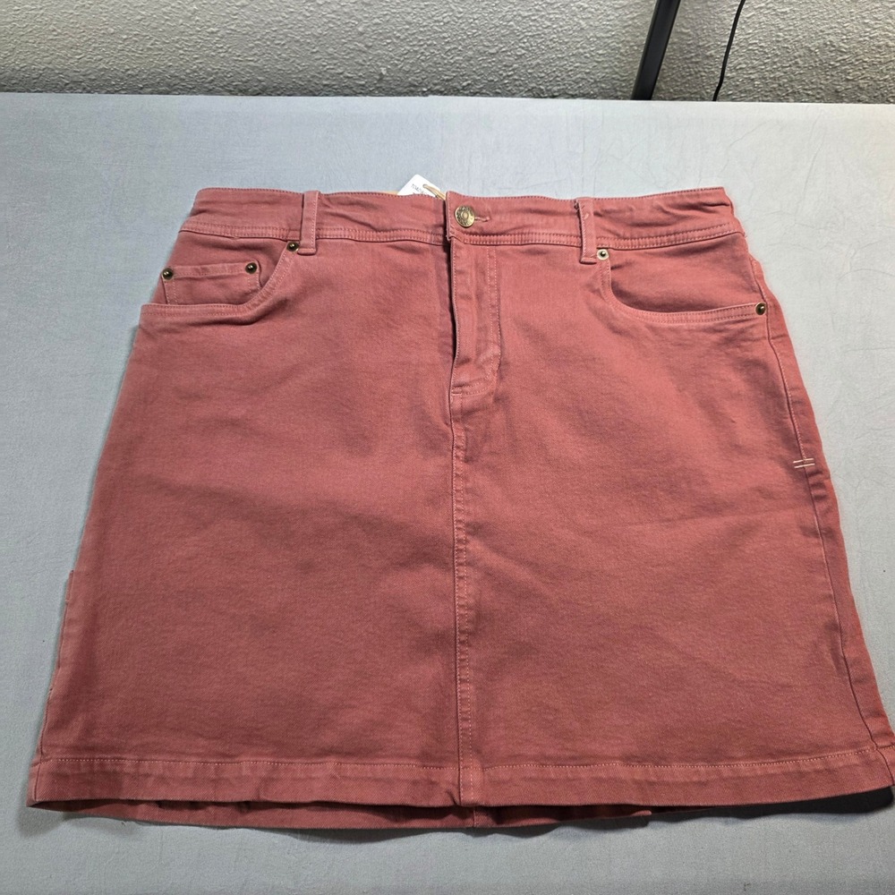 Toad&Co Balsam Seeded Skirt Rose Pink Organic Cotton Utility Mini Skirt Size 14